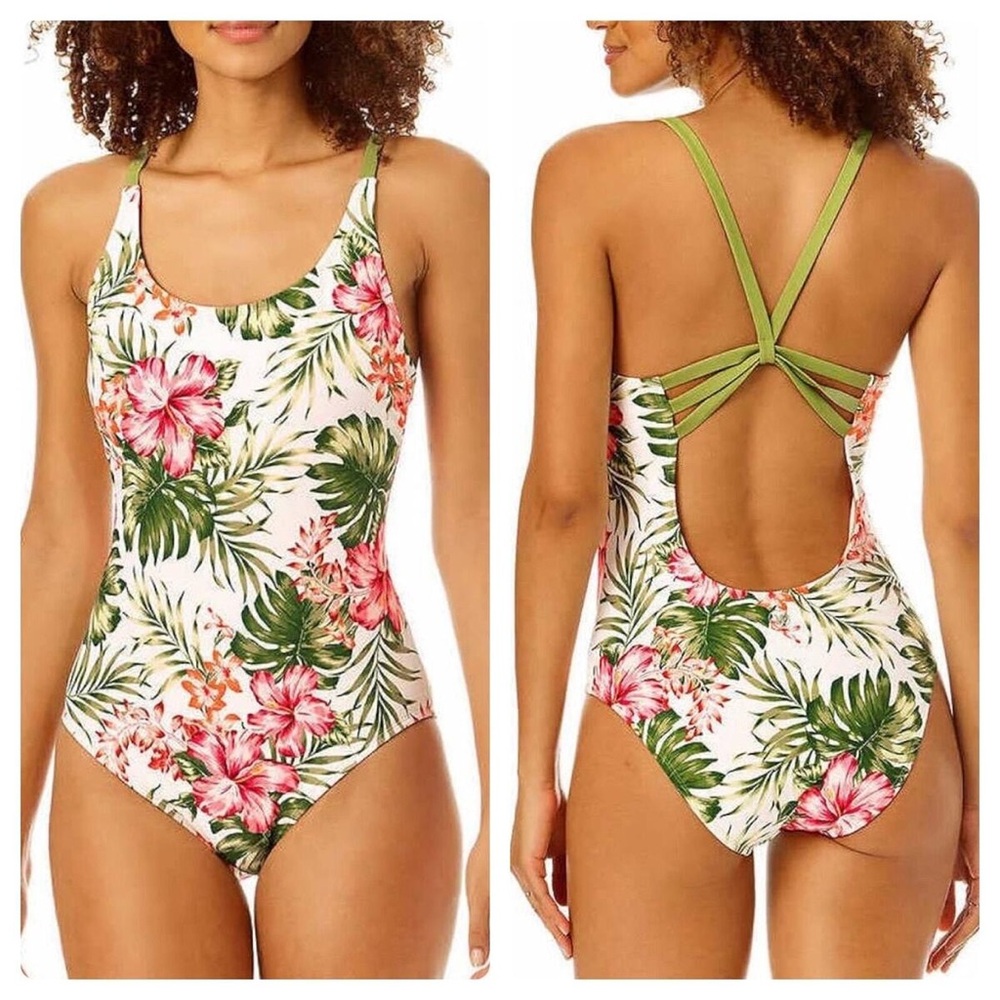 Hurley One Piece Bathing Suit Floral Tropical Small